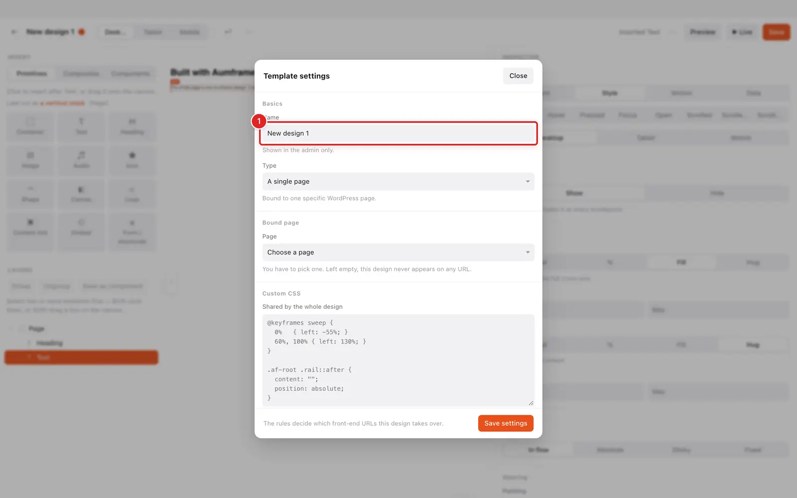 Template settings