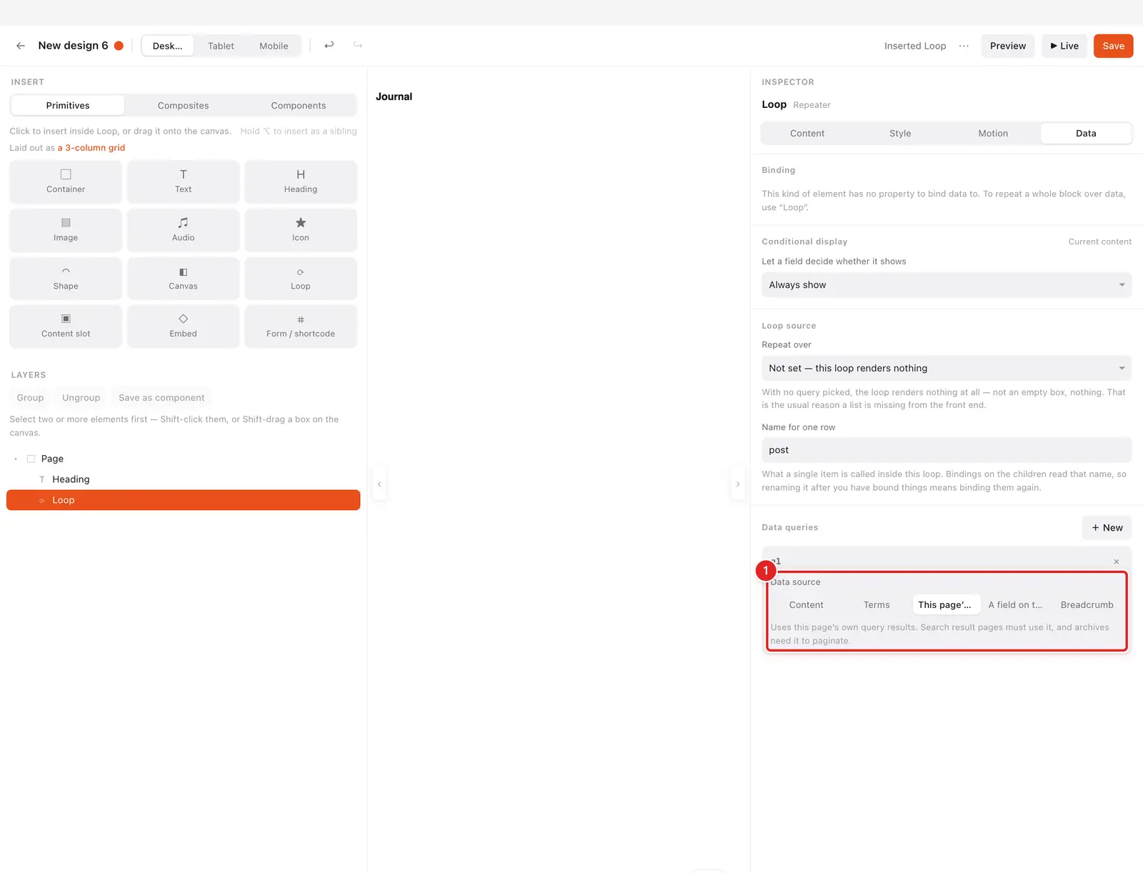 A query using this page's own results