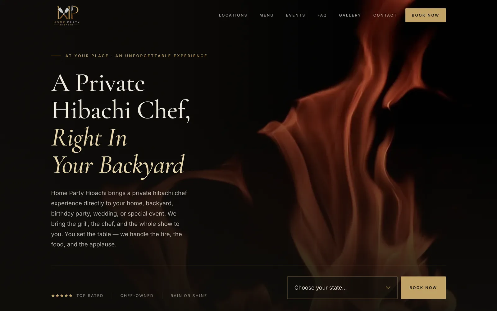 A private hibachi chef service, city by city