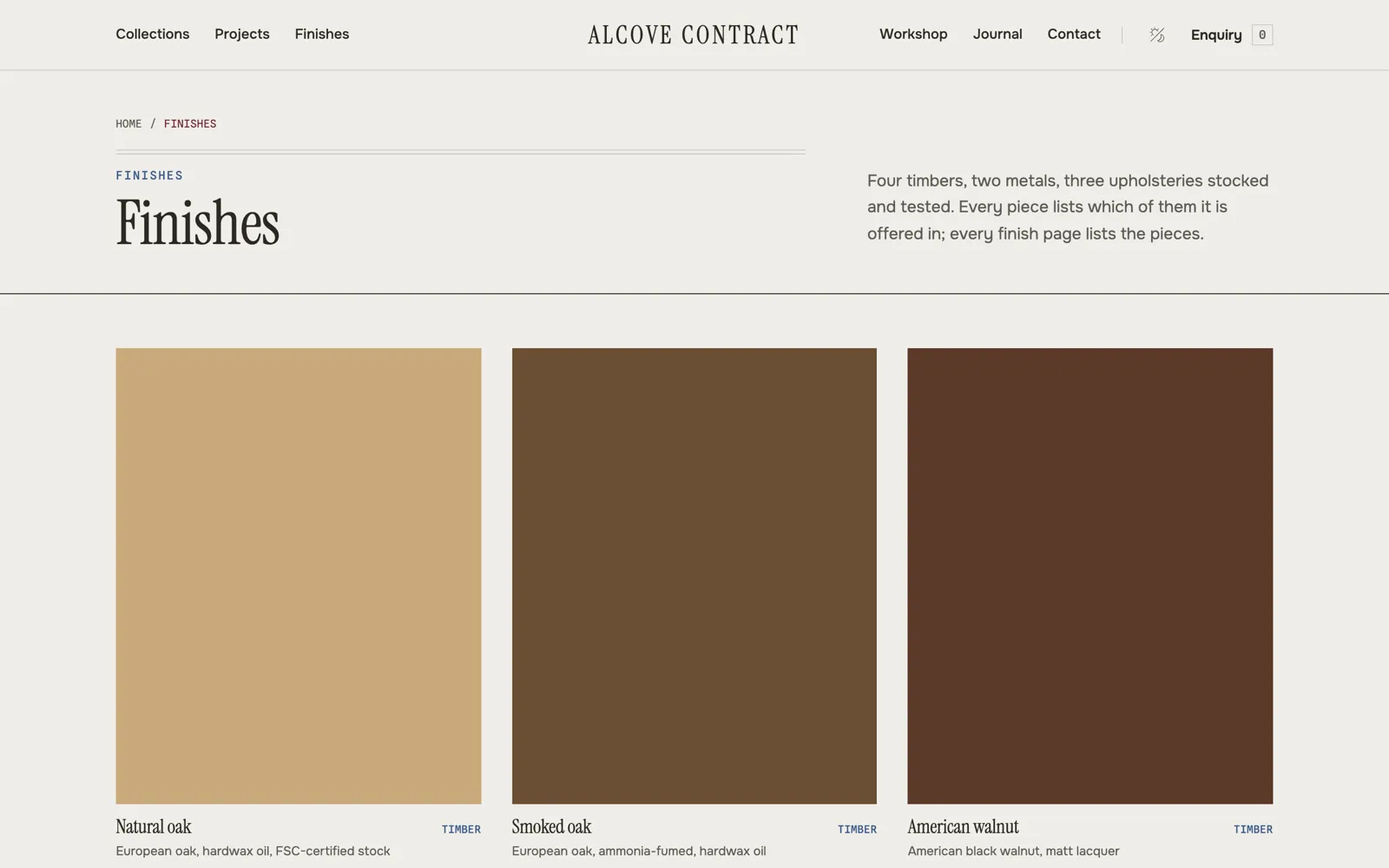 Alcove — Finishes