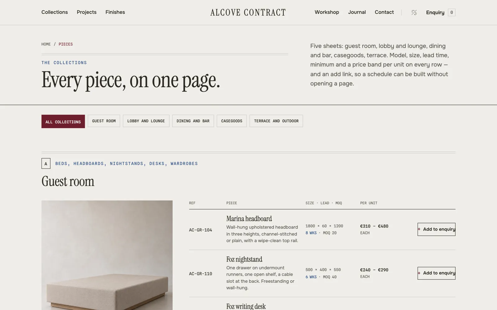 Alcove — The catalogue