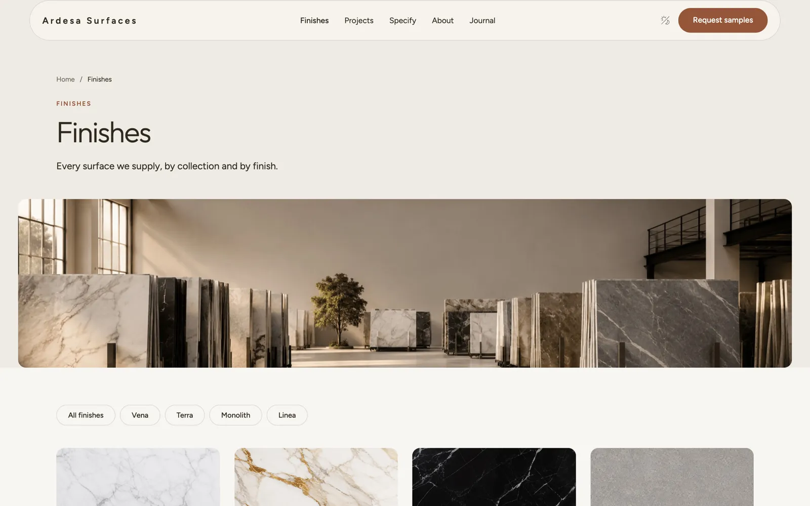 Ardesa Surfaces — Finishes archive