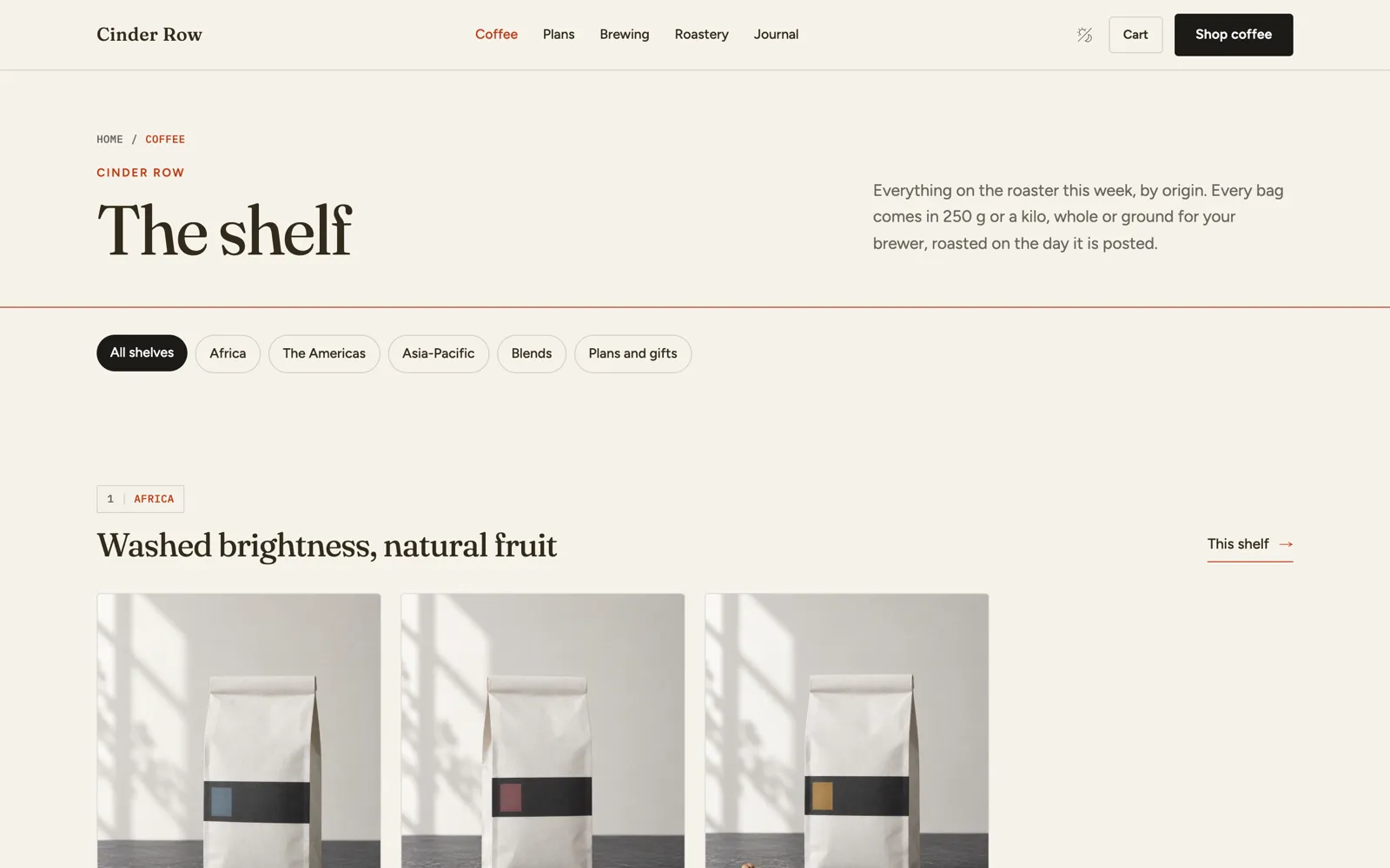 Cinder Row — Coffee shelf