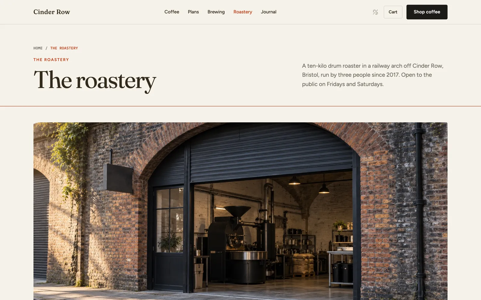 Cinder Row — The roastery