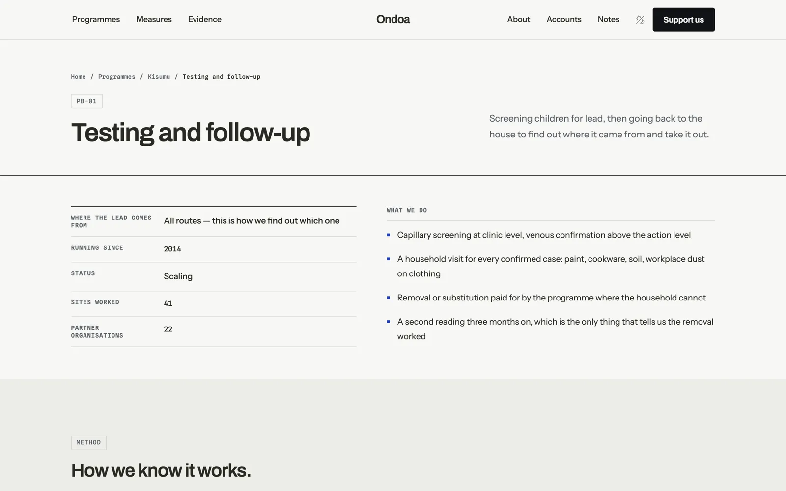 Ondoa — Programme